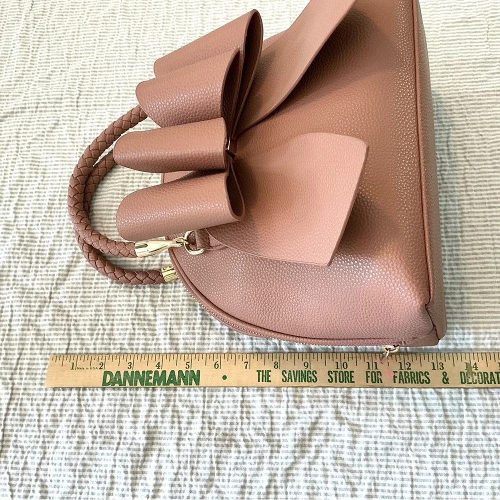 BEA BRAIDED BOW VEGAN TOP HANDLE HANDBAG - Picture 7 of 11
